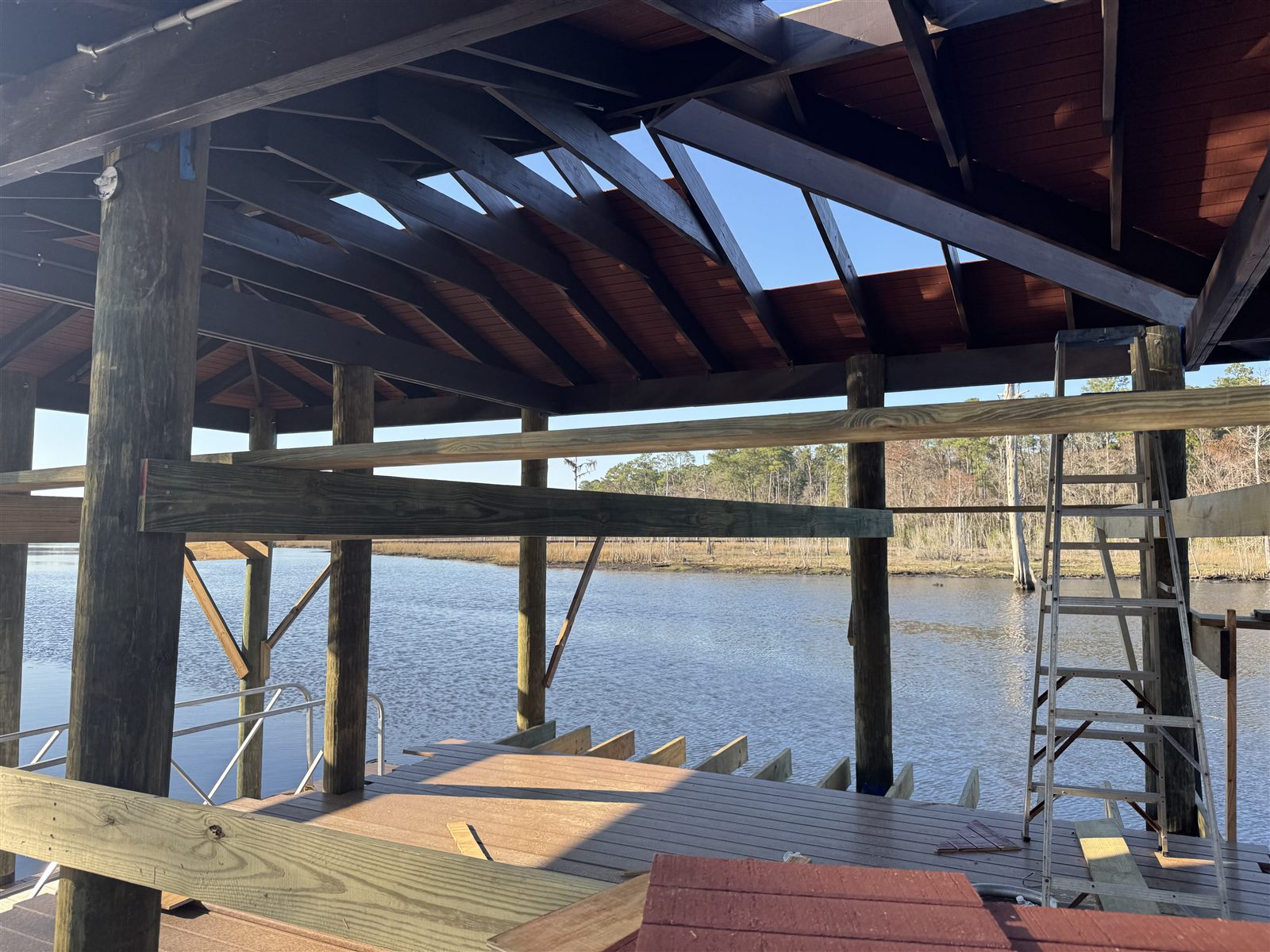 Boathouse Roof Detail — Marine carpentry and roof work in Northeast Florida