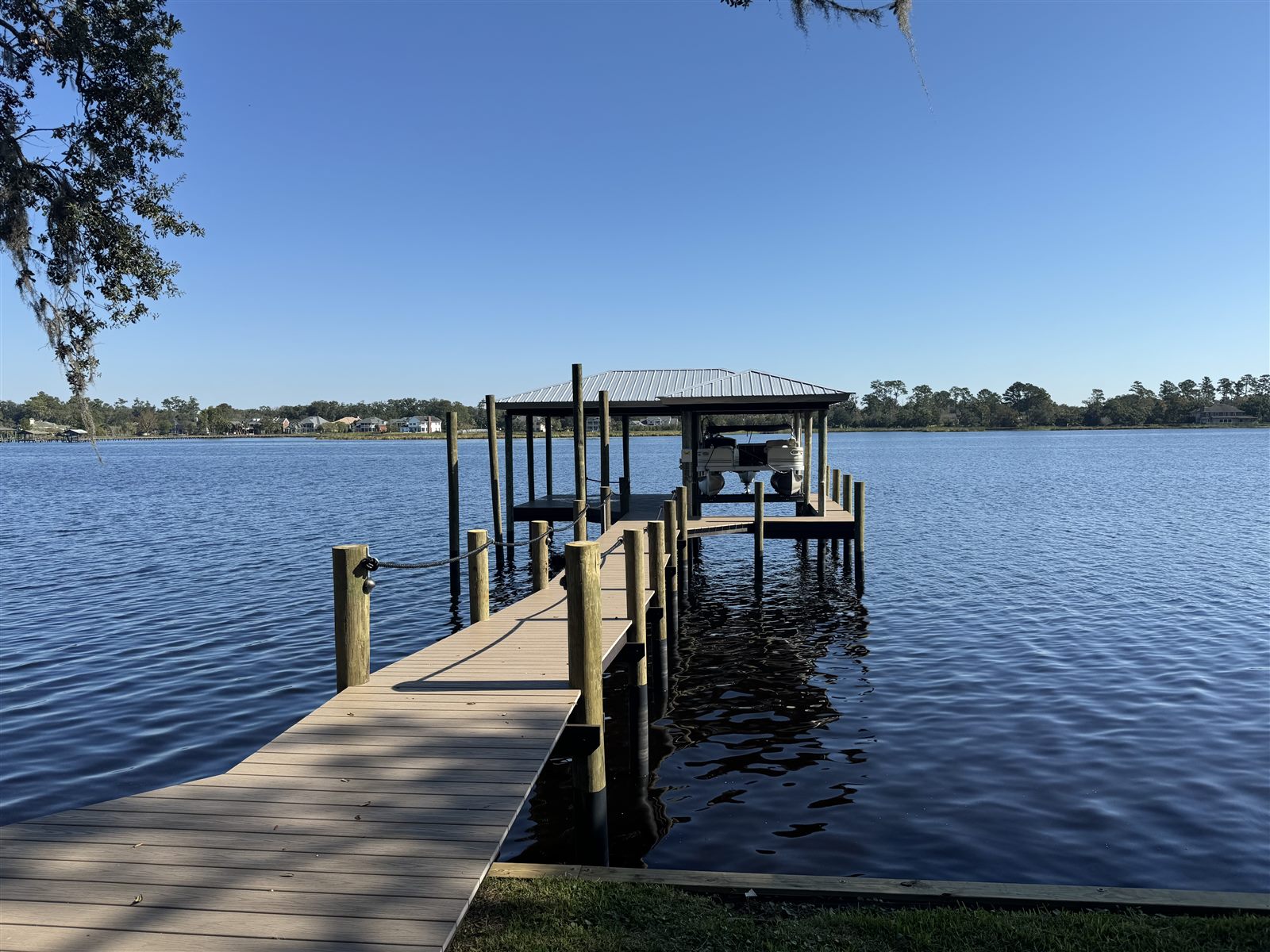 Covered Dock & Boat Lift — completed Northeast Florida waterfront project